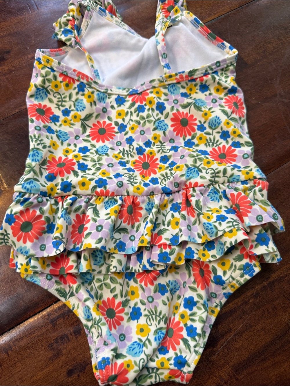 Girls Floral Ruffle One-Piece Swimsuit - Multicolor - Picture 3 of 3